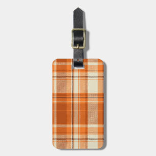 Orange plaid luggage tag