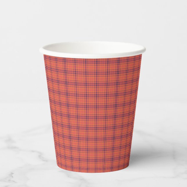 Orange Plaid Paper Cups (Front)