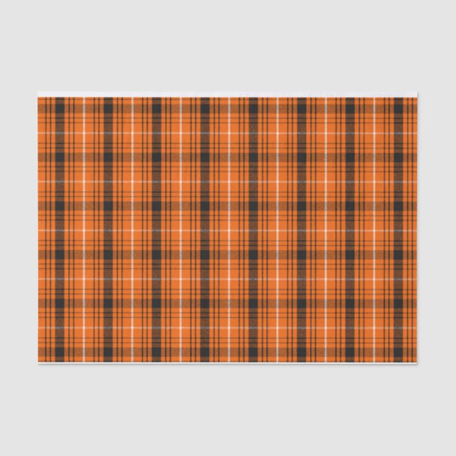 Orange Plaid Pattern  Tissue Paper (Front)