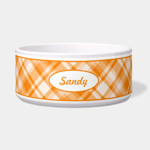 Orange Plaid Pattern With Custom Pet Name