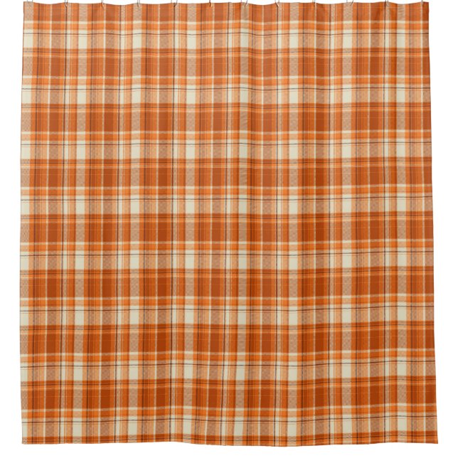 Orange plaid shower curtain (Front)