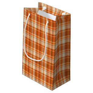 Orange plaid small gift bag