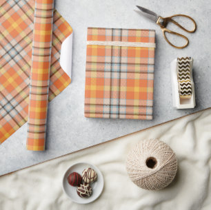 Orange Plaid Wrapping Paper