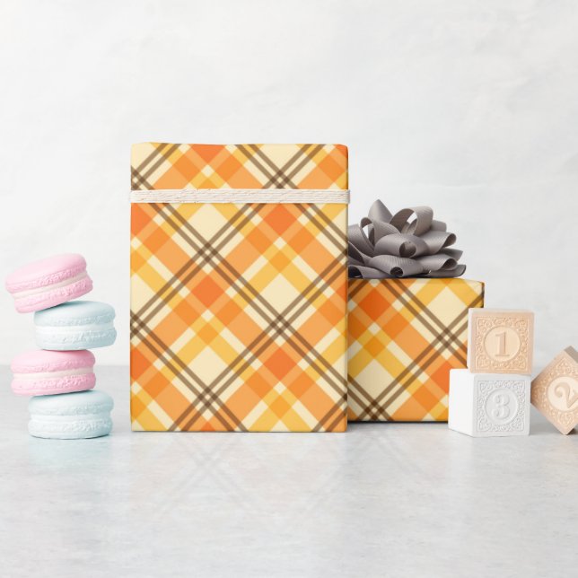 Orange Plaid   Wrapping Paper (Baby Shower)