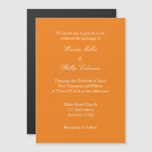 Orange Plain Simple Magnetic Wedding Invitation