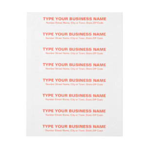 Orange Plain Text Business Wraparound Address Label