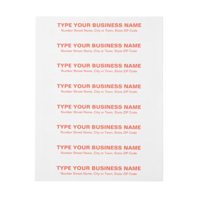 Orange Plain Text Business Wraparound Address Label (Sheet)