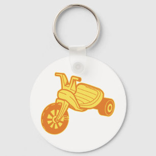 Orange Plastic Tricycle Graphic Key Ring