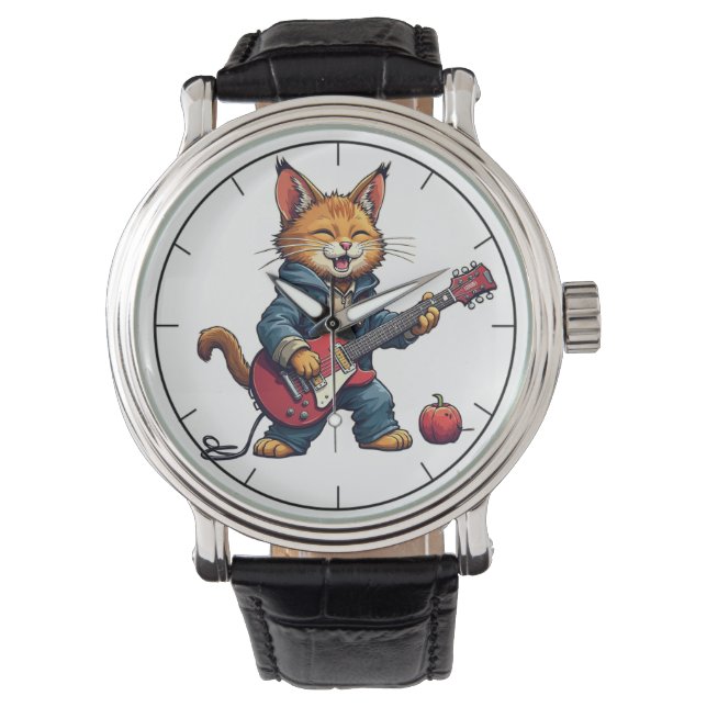 Orange Playing Guitar Watch (Front)