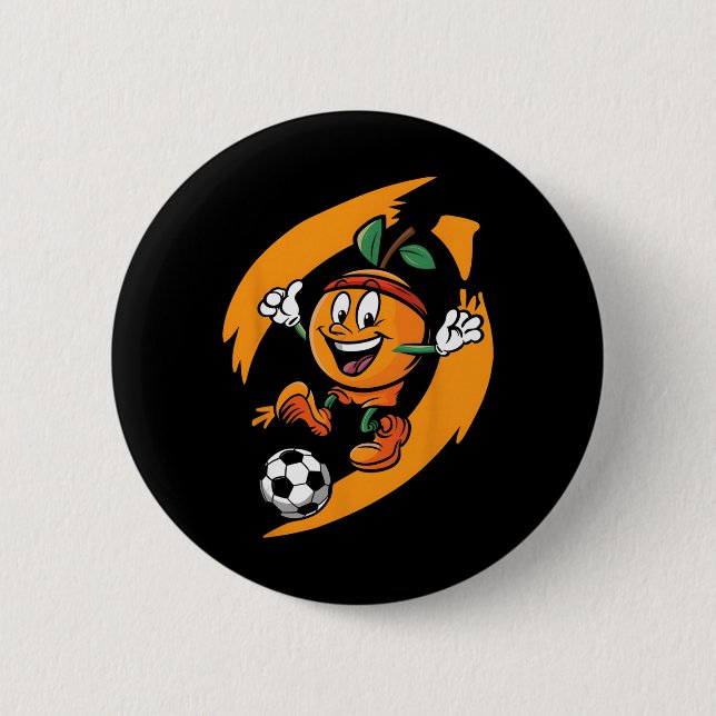Orange Playing Soccer  6 Cm Round Badge (Front)