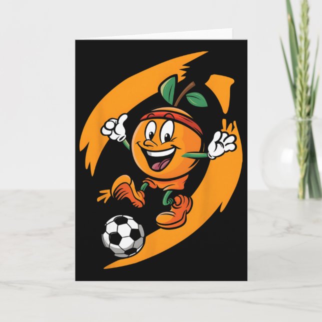 Orange Playing Soccer  Card (Front)