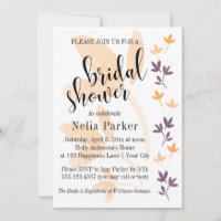 Orange & Plum Leaves Typography Bridal Shower