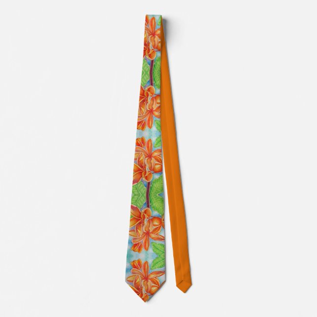 Orange Plumeria Tie (Front)