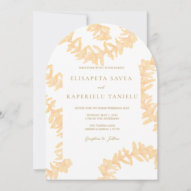 Orange Plumeria Wedding Invitation (Front)