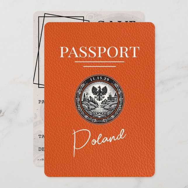 Orange Poland Passport Save The Date (Front/Back)