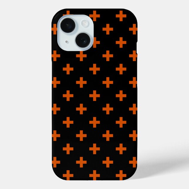 Orange polka crosses on black Case-Mate iPhone case (Back)