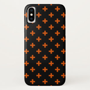 Orange polka crosses on black iPhone x case