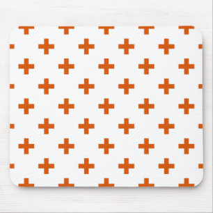 Orange polka crosses on white mouse mat