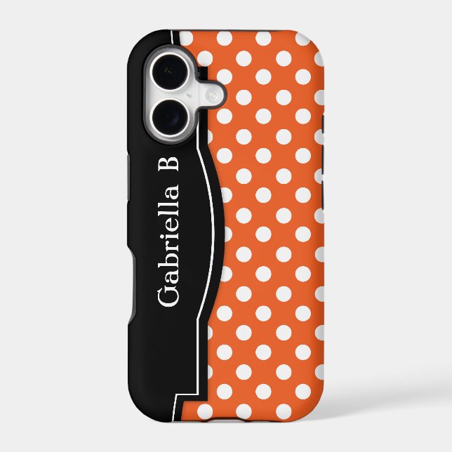 Orange Polka Dot Black Frame iPhone 5 case (Back)