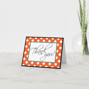 Orange Polka Dot Custom Thank You Card