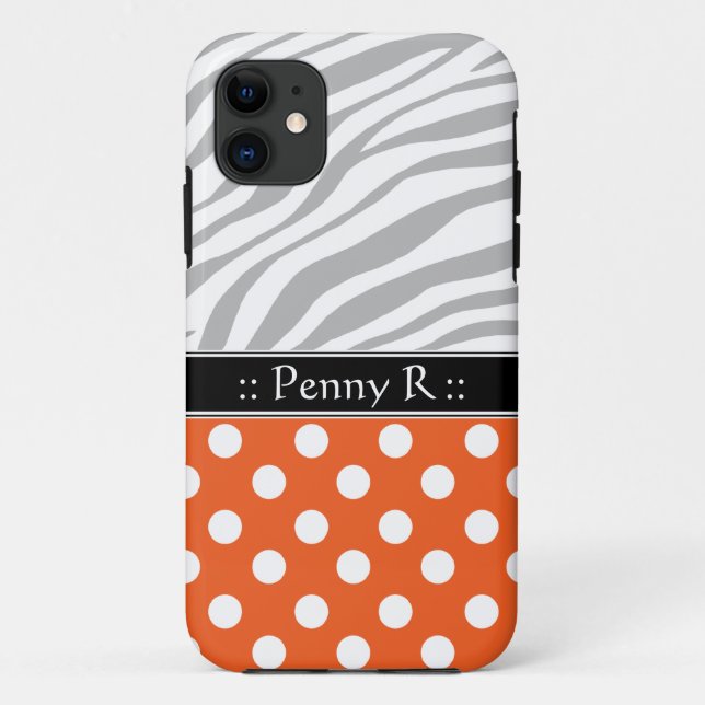 Orange Polka Dot Faded Zebra Print iPhone 5 Case (Back)