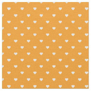 Orange Polka Dot Hearts Fabric