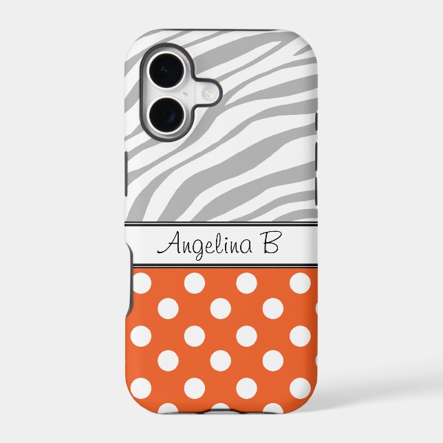 Orange Polka Dot Light Zebra Print iPhone 5 Case (Back)