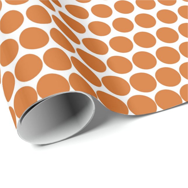 Orange Polka Dot Modern White Wrapping Paper (Roll Corner)