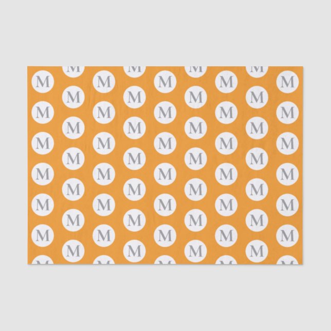 Orange Polka Dot Monogram Tissue Paper (Front)