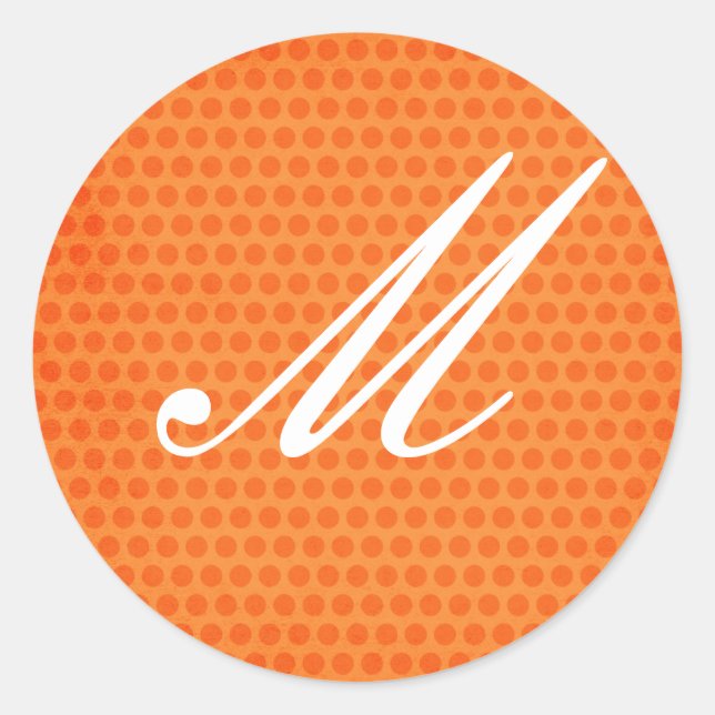 Orange Polka Dot Monogrammed Sticker (Front)