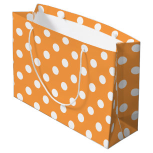 Orange Polka Dot Pattern Large Gift Bag