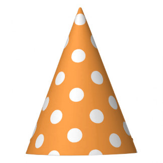 Orange Polka Dot Pattern Party Hat