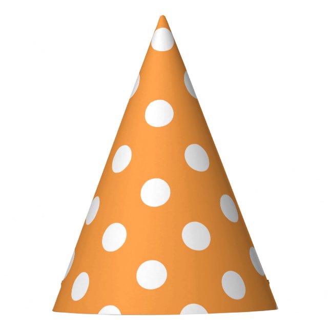 Orange Polka Dot Pattern Party Hat (Front)