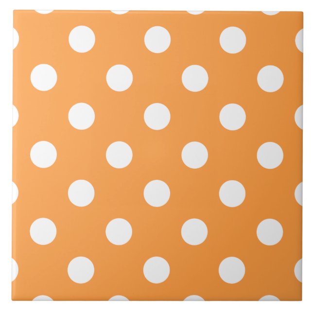 Orange Polka Dot Pattern Tile (Front)