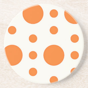 Orange Polka Dot Retro Design Coaster