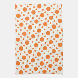Orange Polka Dot Retro Design Kitchen Towel