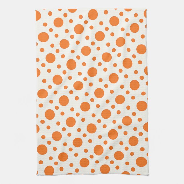 Orange Polka Dot Retro Design Kitchen Towel (Vertical)