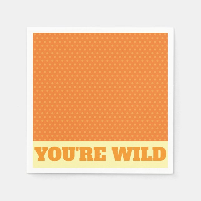 Orange Polka Dot "WILD" Napkins (Front)