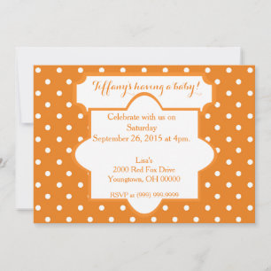 Orange Polka dots Baby Shower Invitation