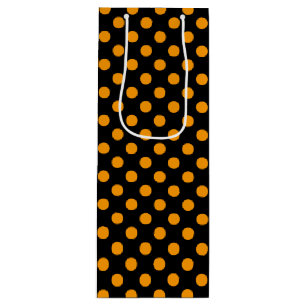 Orange Polka Dots on Black Background Wine Gift Bag