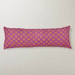 Orange Polka Dots on Pink Magenta Leather print Body Cushion