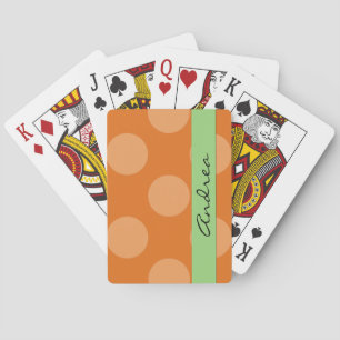 Orange Polka Dots, Polka Dot Pattern, Your Name Playing Cards