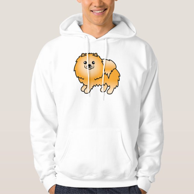 Orange Pomeranian Cute Cartoon Dog Hoodie (Front)