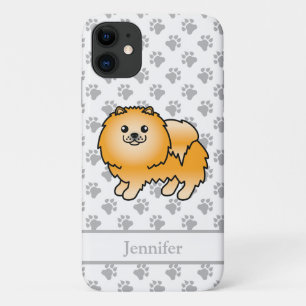 Orange Pomeranian Cute Cartoon Dog & Name iPhone 11 Case