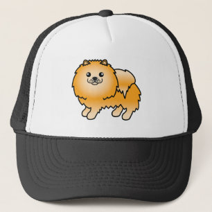 Orange Pomeranian Cute Cartoon Dog Trucker Hat