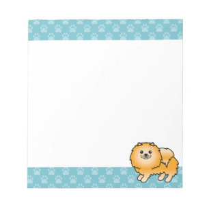 Orange Pomeranian Dog Cartoon Illustration Notepad