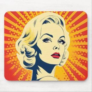 Orange Pop Art Blonde Mouse Mat