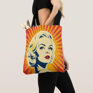 Orange Pop Art Blonde Tote Bag