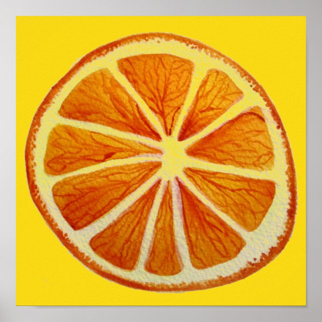 Orange pop art citrus fruit watercolor art poster (Front)