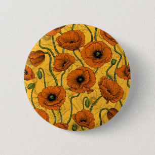 Orange Poppies 6 Cm Round Badge